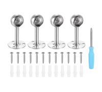 sourcing map 4pcs Stainless Steel Closet Rod Holder Set Semi-Open 1.02" Dia Shower Rod Flange Socket Wardrobe Bracket with Screwdriver and Expansion Tube for Closet Shelf Wardrobe Curtain