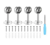 sourcing map 4pcs Stainless Steel Closet Rod Holder Set Semi-Open 1.3" Dia Shower Rod Flange Socket Wardrobe Bracket with Screwdriver and Expansion Tube for Closet Shelf Wardrobe Curtain