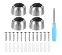 sourcing map 4pcs Stainless Steel Closet Rod Holder Set Spherical 0.79" Dia Shower Rod Flange Socket Wardrobe Bracket with Screwdriver and Expansion Tube for Closet Shelf Wardrobe Curtain