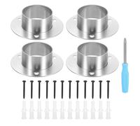 sourcing map 4pcs Stainless Steel Closet Rod Holder Set Thickened 2.01" Dia Shower Rod Flange Socket Wardrobe Bracket with Screwdriver and Expansion Tube for Closet Shelf Wardrobe Curtain