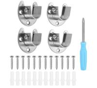 sourcing map 4pcs Stainless Steel Closet Rod Holder Set U-Shaped 0.79" Dia Shower Rod Flange Socket Wardrobe Bracket with Screwdriver and Expansion Tube for Closet Shelf Wardrobe Shower Curtain