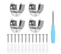 sourcing map 4pcs Stainless Steel Closet Rod Holder Set U-Shaped 1.06" Dia Shower Rod Flange Socket Wardrobe Bracket with Screwdriver and Expansion Tube for Closet Shelf Wardrobe Shower Curtain