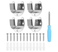 sourcing map 4pcs Stainless Steel Closet Rod Holder Set U-Shaped 1.14" Dia Shower Rod Flange Socket Wardrobe Bracket with Screwdriver and Expansion Tube for Closet Shelf Wardrobe Shower Curtain