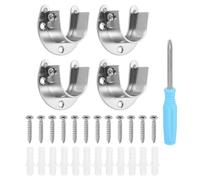 sourcing map 4pcs Stainless Steel Closet Rod Holder Set U-Shaped 1.34" Dia Shower Rod Flange Socket Wardrobe Bracket with Screwdriver and Expansion Tube for Closet Shelf Wardrobe Shower Curtain