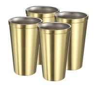 sourcing map 4Pcs Stainless Steel Cup, 15Oz Metal Double Walled Travel Tea Coffee Mug Tumbler Camping Reusable Cup Drinking Glasses for Milk, Juice, Cold or Hot Drinks (Gold)