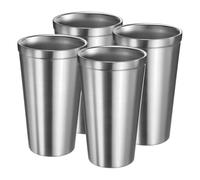 sourcing map 4Pcs Stainless Steel Cup, 15Oz Metal Double Walled Travel Tea Coffee Mug Tumbler Camping Reusable Cup Drinking Glasses for Milk, Juice, Cold or Hot Drinks (Silver)