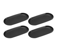 sourcing map 4pcs Stainless Steel Decorative Tray, 7 Inch Oval Jewelry Tray, Small Serving Tray for Bathroom Countertops, Closets, Dressers, Black
