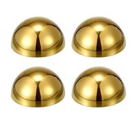 sourcing map 4pcs Stainless Steel Gazing Sphere, 3.5Inch 90mm Hollow Mirror Polished Hemisphere Wall Decor Semi Ball Reflective Outdoor Ornament for Garden Gate Stair Handrails, Golden