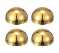 sourcing map 4pcs Stainless Steel Gazing Sphere, 4.5Inch 114mm Hollow Mirror Polished Hemisphere Wall Decor Semi Ball Reflective Outdoor Ornament for Garden Gate Stair Handrails, Golden