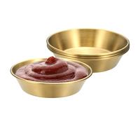 sourcing map 4Pcs Stainless Steel Sauce Dipping Bowls, 4.5oz 4.1" Reusable Condiment Bowls Salad Dressing Containers Dipping Sushi Sauces Cups for Kitchen Restaurant, Gold