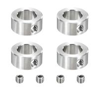 sourcing map 4pcs Stainless Steel Shaft Collar, 15mm(9/16") ID 25mm(1") OD 12mm(1/2") Thickness Single Hole Bore Shaft Locking Collars for Gearbox Assemblies, Machine Tools