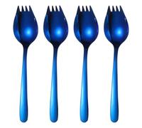 sourcing map 4Pcs Stainless Steel Spork, 5.9" Metal Spork Salad Forks Dessert Spoons Long Handle Flatware Fork-Spoon Combo for Ice Cream Fruit Appetizer Dessert Camping Household Use, Blue