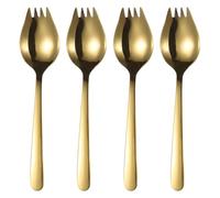 sourcing map 4Pcs Stainless Steel Spork, 5.9" Metal Spork Salad Forks Dessert Spoons Long Handle Flatware Fork-Spoon Combo for Ice Cream Fruit Appetizer Dessert Camping Household Use, Gold