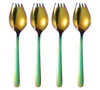 sourcing map 4Pcs Stainless Steel Spork, 5.9" Metal Spork Salad Forks Dessert Spoons Long Handle Flatware Fork-Spoon Combo for Ice Cream Fruit Appetizer Dessert Camping Household, Multicolor