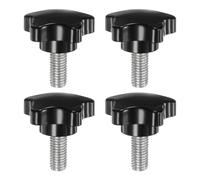 sourcing map 4pcs Star Clamping Knobs M10 x 20mm Metric Male Thread 39mm Large Plastic 5-Star Head Hand Tightening Thumb Screw Jig Knob Handle, Black