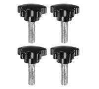 sourcing map 4pcs Star Clamping Knobs M10 x 35mm Metric Male Thread 39mm Large Plastic 5-Star Head Hand Tightening Thumb Screw Jig Knob Handle, Black
