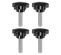 sourcing map 4pcs Star Clamping Knobs M10 x 40mm Metric Male Thread 49mm Large Plastic 5-Star Head Hand Tightening Thumb Screw Jig Knob Handle, Black