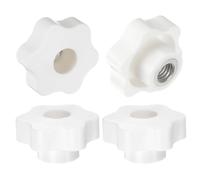 sourcing map 4pcs Star Knobs M12 Female Thread 48mm Head Plastic Through Hole Brass Screw-in Clamping Handles Threaded Hand Knobs, White