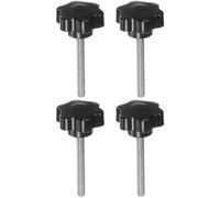sourcing map 4pcs Star Knobs M8 x 70mm 304 Stainless Steel Threaded Stud 46mm Plastic 6-Star Head Hand Tightening Thumb Screw Clamping Jig Knob Handle, Black