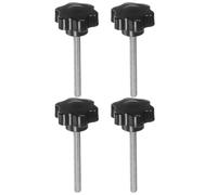 sourcing map 4pcs Star Knobs M8 x 80mm 304 Stainless Steel Threaded Stud 46mm Plastic 6-Star Head Hand Tightening Thumb Screw Clamping Jig Knob Handle, Black