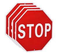 sourcing map 4pcs Stop Sign 12" x 12" Warning Reflective Aluminum Signs for Street Traffic, Octagon Rust Free Sign