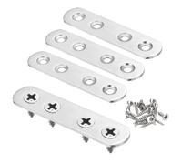 sourcing map 4pcs Straight Bracket 3.3" x 0.8" Stainless Steel Flat Fixing Brackets Mending Plate Corner Brace Connector with 16 Screws for Wood Board Bed Frame Furniture Shelves, Silver