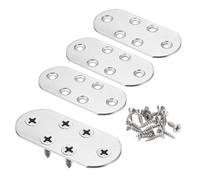 sourcing map 4pcs Straight Bracket 3.3" x 1.5" Stainless Steel Flat Fixing Brackets Mending Plate Corner Brace Connector with 24 Screws for Wood Board Bed Frame Furniture Shelves, Silver