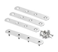 sourcing map 4pcs Straight Bracket 4.9" x 0.8" Stainless Steel Flat Fixing Brackets Mending Plate Corner Brace Connector with 16 Screws for Wood Board Bed Frame Furniture Shelves, Silver