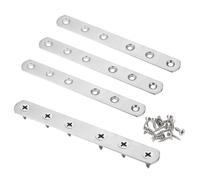 sourcing map 4pcs Straight Bracket 6.5" x 0.8" Stainless Steel Flat Fixing Brackets Mending Plate Corner Brace Connector with 24 Screws for Wood Board Bed Frame Furniture Shelves, Silver