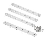 sourcing map 4pcs Straight Bracket 7.7" x 0.8" Stainless Steel Flat Fixing Brackets Mending Plate Corner Brace Connector with 24 Screws for Wood Board Bed Frame Furniture Shelves, Silver