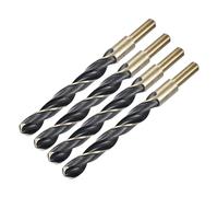 sourcing map 4pcs Straight Shank Twist Drill Bits 14mm Gold Titanium & Black Nitride Coated High Speed Steel (HSS) 4341 with 10mm Shank for Stainless Steel Alloy Metal Plastic Wood