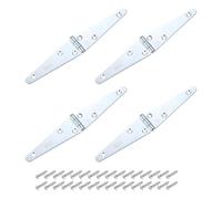 sourcing map 4Pcs Strap Hinges, 4 Inch Shed Door Hinges Heavy Duty Gate Hinge Tee Hinge with Screws for Wooden Fences Yard Doors Barn Gate, Silver