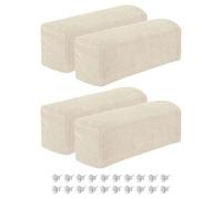 sourcing map 4Pcs Stretch Armrest Covers, Chenille Soft Armchair Slipcovers Couch Recliner Arm Cover with Twist Pins for Chair Sofa Protector, Cream