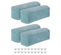 sourcing map 4Pcs Stretch Armrest Covers, Chenille Soft Armchair Slipcovers Couch Recliner Arm Cover with Twist Pins for Chair Sofa Protector, Sky Blue