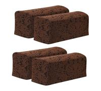 sourcing map 4Pcs Stretch Armrest Covers, Polyester Jacquard Soft Couch Arm Slipcovers Anti-Slip Furniture Protector for Chairs Couch Sofa Recliner, Dark Brown