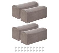 sourcing map 4Pcs Stretch Armrest Covers, Polyester Soft Armchair Slipcovers Couch Recliner Arm Cover with Twist Pins for Chair Sofa Protector, Taupe