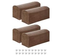 sourcing map 4Pcs Stretch Armrest Covers, Polyester Soft Armchair Slipcovers Couch Recliner Arm Cover with Twist Pins for Chair Sofa Protector, Dark Brown