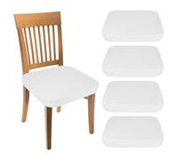 sourcing map 4Pcs Stretch Jacquard Seat Covers, Dining Chair Seat Slipcover Washable Removable Cushion Protector for Dining Room Kitchen Restaurant, White