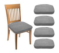 sourcing map 4Pcs Stretch Seat Covers, Dining Chair Seat Slipcover Washable Removable Cushion Protector for Dining Room Kitchen Restaurant, Light gray