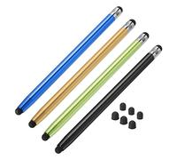 sourcing map 4pcs Stylus Pens for Touch Screens with 8 Extra Tips Dual Rubber Tips Capacitive Stylus Universal Tablet Pen Sensitivity Precision, Black Gold Green Blue