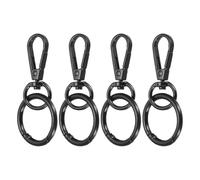 sourcing map 4Pcs Swivel Clasp Clip, 2.8" Snap Hook with O Spring Ring Metal Double Opening Key Chain Clip Lobster Claw Clasps for DIY Crafts Bags Jewelry Lanyards, Black