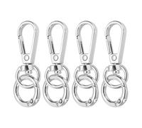 sourcing map 4Pcs Swivel Clasp Clip, 2" Snap Hook with O Spring Ring Metal Double Opening Key Chain Clip Lobster Claw Clasps for DIY Crafts Bags Jewelry Lanyards, Silver