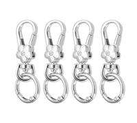 sourcing map 4Pcs Swivel Clasp Clip, Detachable Lobster Clasps with O Shape Keychain Clip Quick Release Key Ring for Jewelry Crafts Making Keychain Backpack, Silver