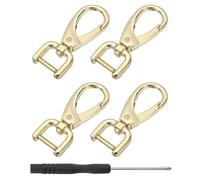 sourcing map 4Pcs Swivel Clasps Hook, 12mm(0.5 Inch) D Ring Detachable Snap Hook Metal Lobster Claw Clasp Hook with Screwdriver for Purse Keychain DIY Craft, Gold