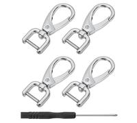 sourcing map 4Pcs Swivel Clasps Hook, 12mm(0.5 Inch) D Ring Detachable Snap Hook Metal Lobster Claw Clasp Hook with Screwdriver for Purse Keychain DIY Craft, Silver