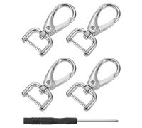 sourcing map 4Pcs Swivel Clasps Hook, 15mm(0.6 Inch) D Ring Detachable Snap Hook Metal Lobster Claw Clasp Hook with Screwdriver for Purse Keychain DIY Craft, Silver