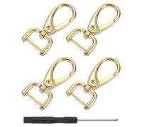 sourcing map 4Pcs Swivel Clasps Hook, 15mm(0.6 Inch) D Ring Detachable Snap Hook Metal Lobster Claw Clasp Hook with Screwdriver for Purse Keychain DIY Craft, Light Gold