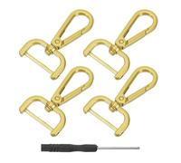 sourcing map 4Pcs Swivel Clasps Hook, 25mm(1 Inch) D Ring Detachable Snap Hook Metal Lobster Claw Clasp Hook with Screwdriver for Purse Making Keychain, Gilding Gold