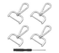 sourcing map 4Pcs Swivel Clasps Hook, 32mm(1.25 Inch) D Ring Detachable Snap Hook Metal Lobster Claw Clasp Hook with Screwdriver for Purse Making Keychain, Silver
