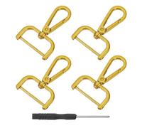 sourcing map 4Pcs Swivel Clasps Hook, 32mm(1.25 Inch) D Ring Detachable Snap Hook Metal Lobster Claw Clasp Hook with Screwdriver for Purse Making Keychain, Retro Gold